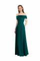 Cap Sleeves Off the Shoulder Soft Chiffon Hunter Long Bridesmaid Dress Bath