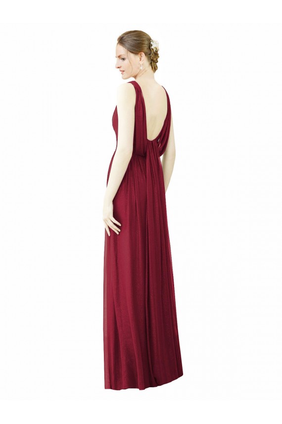 Sleeveless V-Neck Soft Chiffon Burgundy Long Bridesmaid Dress / Formal Dress Bath