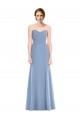 Sleeveless Strapless Soft Chiffon Dusty Blue Mermaid Long Bridesmaid Dress Bath