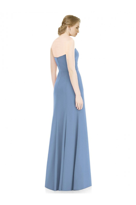 Sleeveless Strapless Soft Chiffon Dusty Blue Mermaid Long Bridesmaid Dress Bath