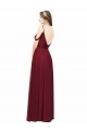 Sleeveless Spaghetti Straps Chiffon Burgundy Long Bridesmaid Dress / Evening Dress Bath