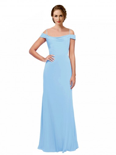 Sleeveless Spaghetti Straps Soft Chiffon Periwinkle Long Bridesmaid Dress Bath
