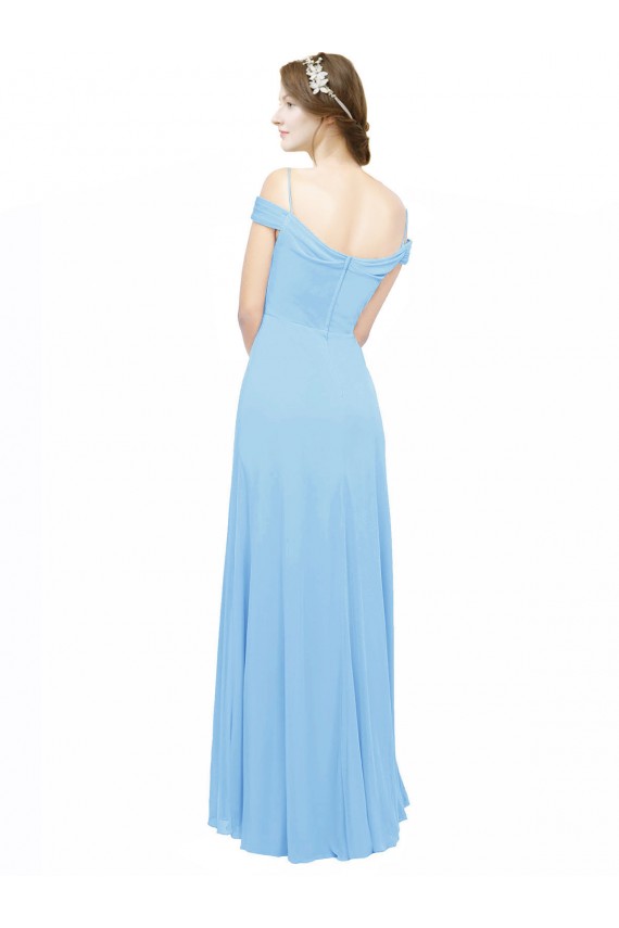 Sleeveless Spaghetti Straps Soft Chiffon Periwinkle Long Bridesmaid Dress Bath