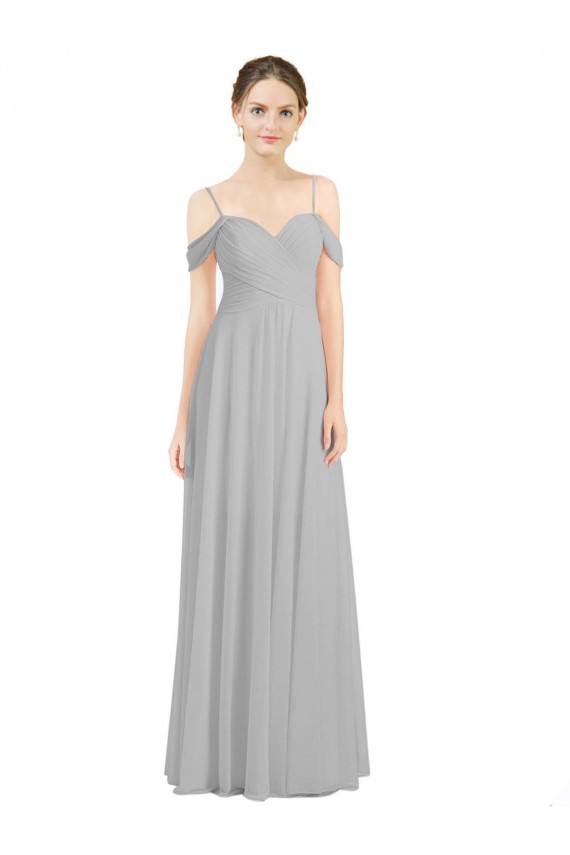 Sleeveless Sweetheart Lxue Chiffon Silver Long Bridesmaid Dress Bath