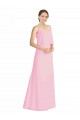 Sleeveless Spaghetti Straps Soft Chiffon Barely Pink Long Bridesmaid Dress Bath