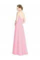 Sleeveless Spaghetti Straps Soft Chiffon Barely Pink Long Bridesmaid Dress Bath