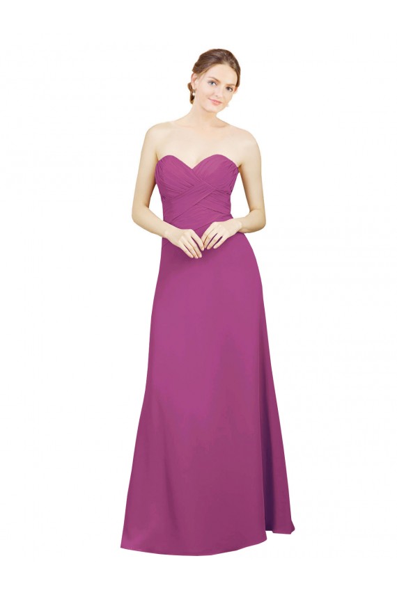Sleeveless Sweetheart Soft Chiffon Wild Berry Long Bridesmaid Dress Bath