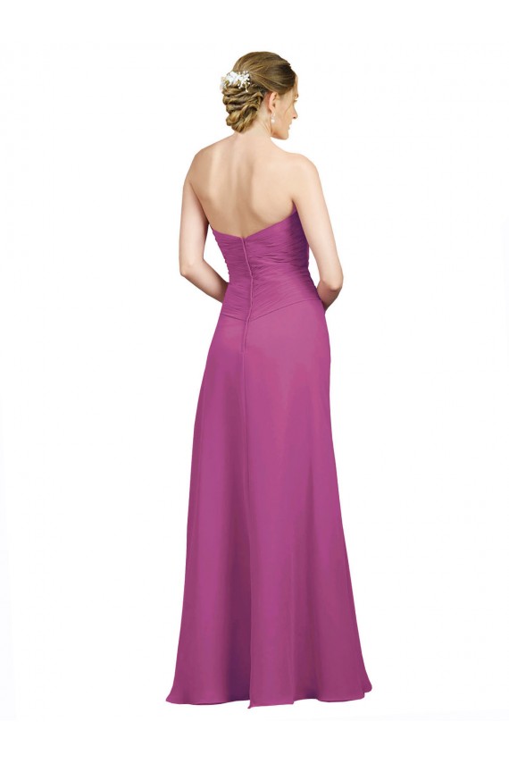 Sleeveless Sweetheart Soft Chiffon Wild Berry Long Bridesmaid Dress Bath