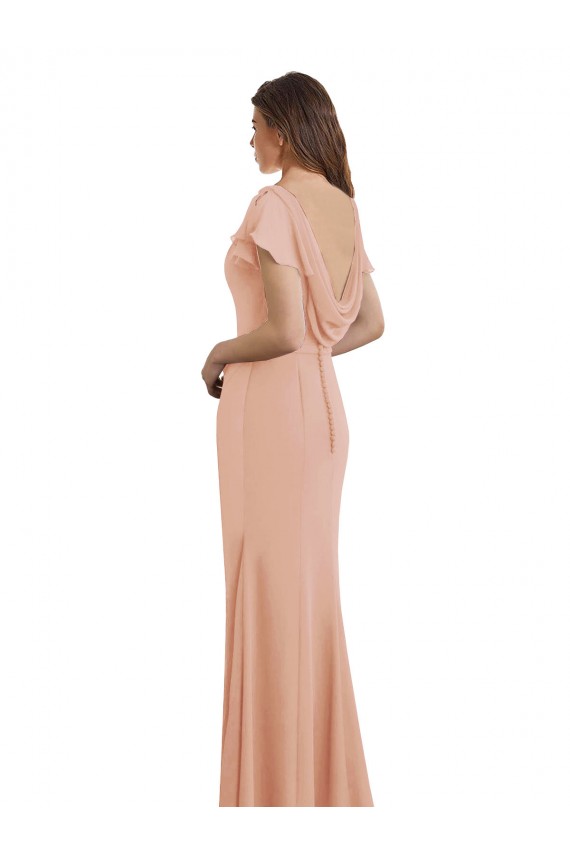 Sleeveless High Neck Soft Chiffon Bliss Pink Long Prom Dress / Bridesmaid Dress Bath