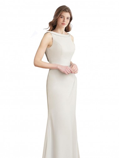 Sleeveless High Neck Soft Chiffon & Satin Long Bridesmaid Dress Bath