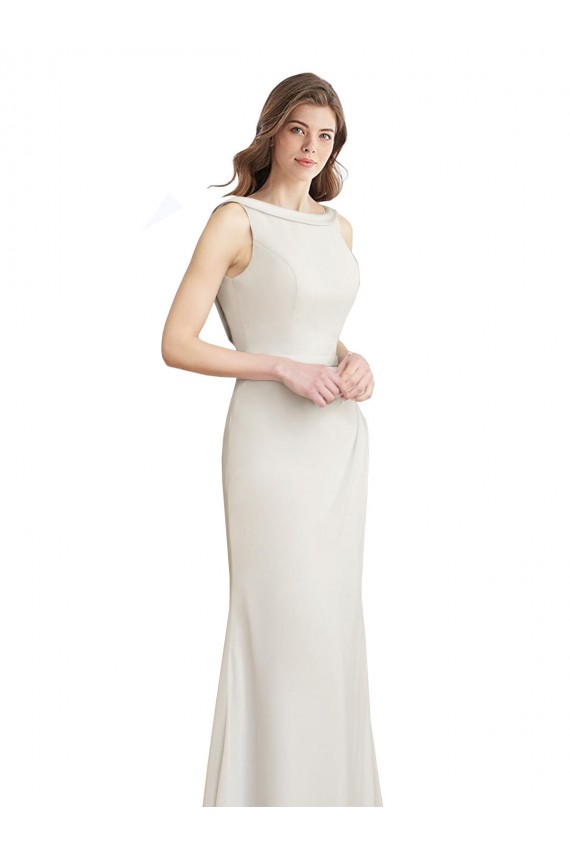 Sleeveless High Neck Soft Chiffon & Satin Long Bridesmaid Dress Bath