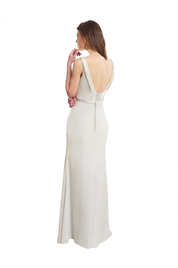 Sleeveless High Neck Soft Chiffon & Satin Long Bridesmaid Dress Bath