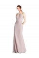 Sleeveless High Neck Soft Chiffon Sheath Long Bridesmaid Dress Bath