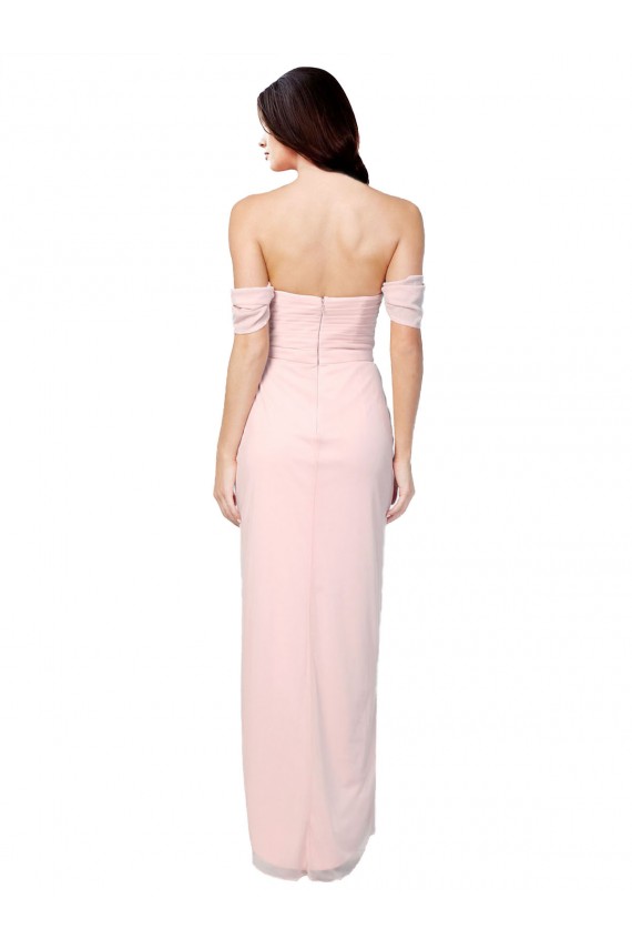 Sleeveless Strapless Soft Chiffon Pink High Low Bridesmaid Dress Bath
