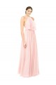 Sleeveless Halter Neck Soft Chiffon Pink Long Formal Dress / Bridesmaid Dress Bath