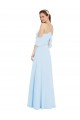 Cold Shoulder Halter Neck Soft Chiffon Light Sky Blue Long Formal Dress / Bridesmaid Dress Bath