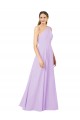 Sleeveless One Shoulder Soft Chiffon Lilac Long Formal Evening Gown / Bridesmaid Dress Bath