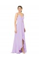 Sleeveless V-Neck Soft Chiffon Lilac Long High Low Bridesmaid Dress Bath