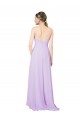 Sleeveless V-Neck Soft Chiffon Lilac Long High Low Bridesmaid Dress Bath