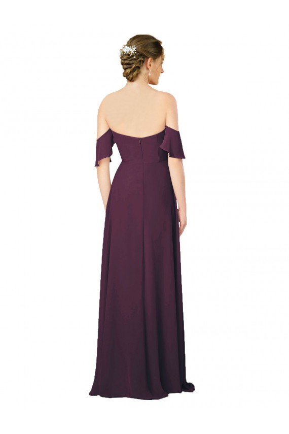 Cold Shoulder Sweetheart Soft Chiffon Grape Long Formal Dress / Bridesmaid Dress Bath