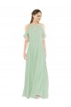 Sleeveless Off the Shoulder Soft Chiffon Sage Long Bridesmaid Dress Bath