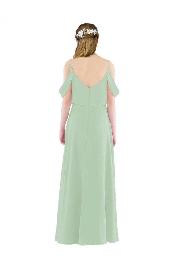 Sleeveless Off the Shoulder Soft Chiffon Sage Long Bridesmaid Dress Bath