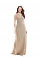 Sleeveless High Neck Soft Chiffon Champagne Long Bridesmaid Dress Bath