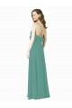 Sleeveless V-Neck Soft Chiffon Icelandic Silver Long Bridesmaid Gown Bath