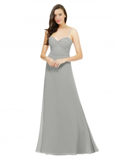 Sleeveless Sweetheart Chiffon Silver Long Bridesmaid Dress Bath