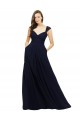 Sleeveless Sweetheart Chiffon Dark Navy Long Bridesmaid Gowns Bath