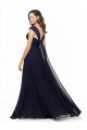 Sleeveless Sweetheart Chiffon Dark Navy Long Bridesmaid Gowns Bath