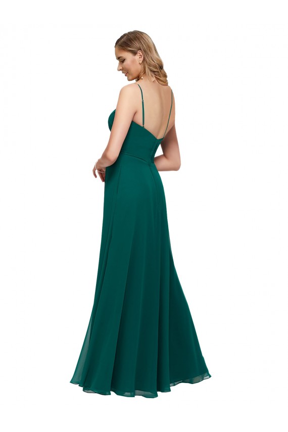 Sleeveless Square Neck Soft Chiffon Hunter Long Bridesmaid Dress Bath