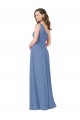 Sleeveless One Shoulder Soft Chiffon Windsor Blue Long Bridesmaid Dress Bath
