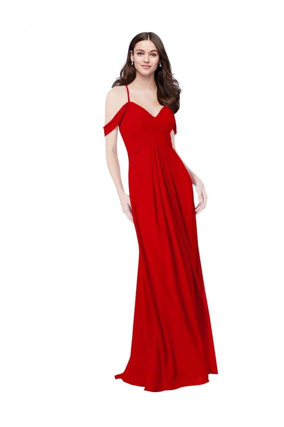 Sleeveless Sweetheart Soft Chiffon Dark Red Long Bridesmaid Dress Bath