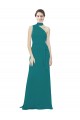 Sleeveless One Shoulder Soft Chiffon Hunter Long Bridesmaid Dress Bath