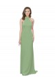 Sleeveless High Neck Soft Chiffon Seagrass Long Formal Dress / Bridesmaid Dress Bath