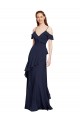 Sleeveless V-Neck Chiffon Dark Navy Long Formal Dresses / Bridesmaid Dresses Bath