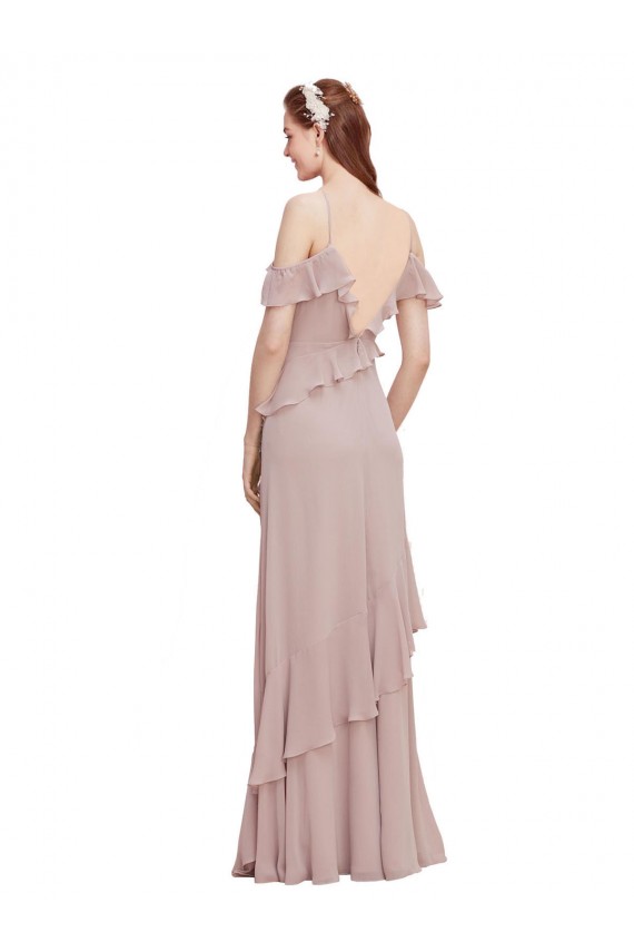 Sleeveless V-Neck Chiffon Dark Navy Long Formal Dresses / Bridesmaid Dresses Bath