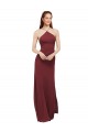 Sleeveless Halter Neck Soft Chiffon Burgundy Long Formal Dress / Bridesmaid Dress Bath