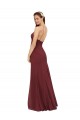 Sleeveless Halter Neck Soft Chiffon Burgundy Long Formal Dress / Bridesmaid Dress Bath