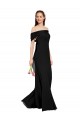 Sleeveless Off the Shoulder Soft Chiffon Black Long Prom Dress / Bridesmaid Dress Bath