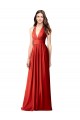 Sleeveless V-Neck Soft Chiffon Red Long Bridesmaid Dress / Formal Dress Bath