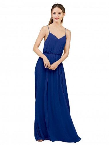 Sleeveless Sweetheart Chiffon Royal Blue Long Bridesmaid Dress / Evening Dress Bath