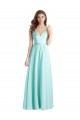Sleeveless V-Neck Soft Chiffon & Satin Waterfall Long Bridesmaid Dress Bath