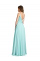Sleeveless V-Neck Soft Chiffon & Satin Waterfall Long Bridesmaid Dress Bath