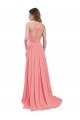 Sleeveless Halter Neck Chiffon Watermelon Long Bridesmaid Dress / Evening Dress Bath