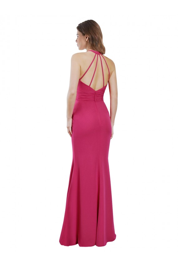 Sleeveless High Neck Soft Chiffon Ruby Long Bridesmaid Dress Bath