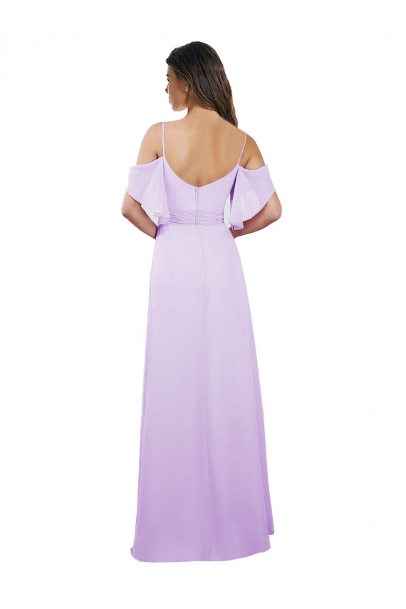 Cold Shoulder Sweetheart Soft Chiffon Lilac Long Formal Dress / Bridesmaid Dress Bath