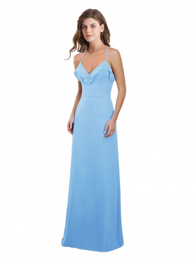 Sleeveless Sweetheart Soft Chiffon Periwinkle Long Bridesmaid Dress Bath
