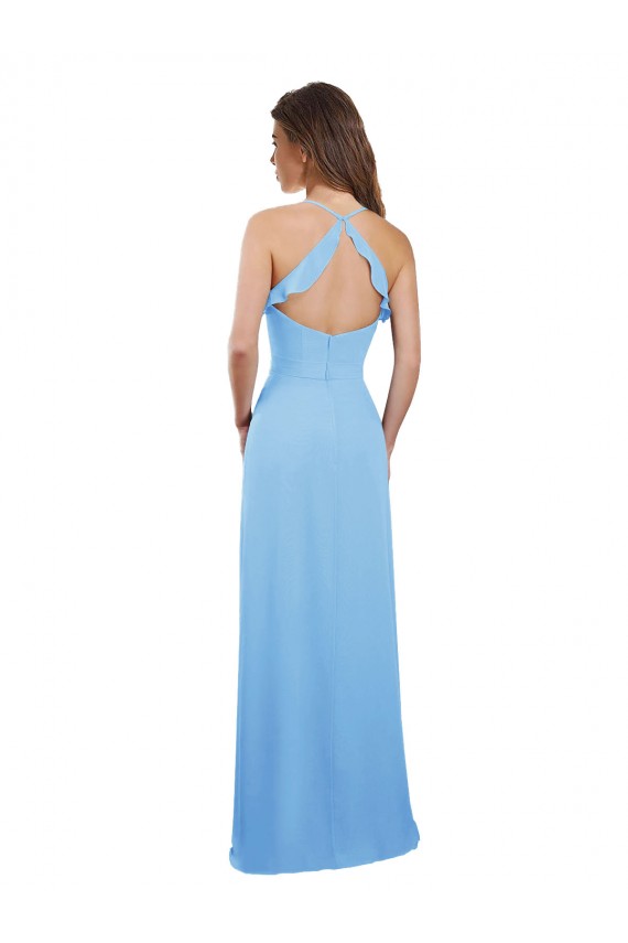 Sleeveless Sweetheart Soft Chiffon Periwinkle Long Bridesmaid Dress Bath